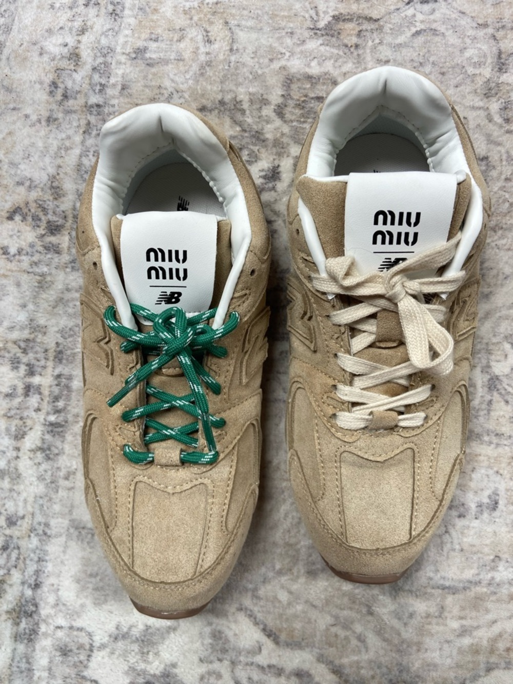 Miu Miu IMITATION x New Balance Men’s Beige Suede Sneaker - Neutral